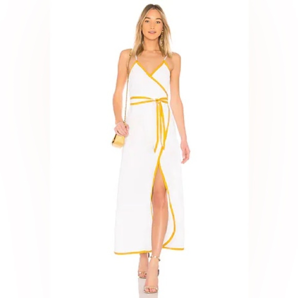 NWT LPA x Revolve 531 Wrap Maxi Dress White Gold Yellow XS